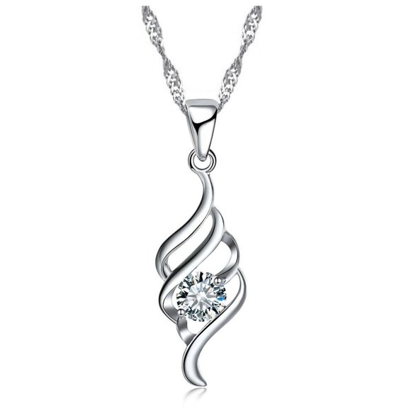 💎 NEW ❤️ Cute Spiral 925 Sterling Silver Bundle Necklace Earrings Modern - Picture 4 of 8